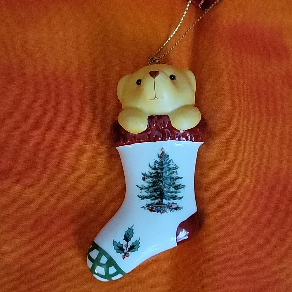 Spode Christmas Ornament Bear in Stocking